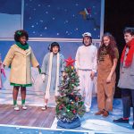 Sarah Diener, Maya Burton, Arika Matoba, Coulson Bingham, Julee Felts and Brad Walker in Taproot Theatre’s 2018 production of A Charlie Brown Christmas