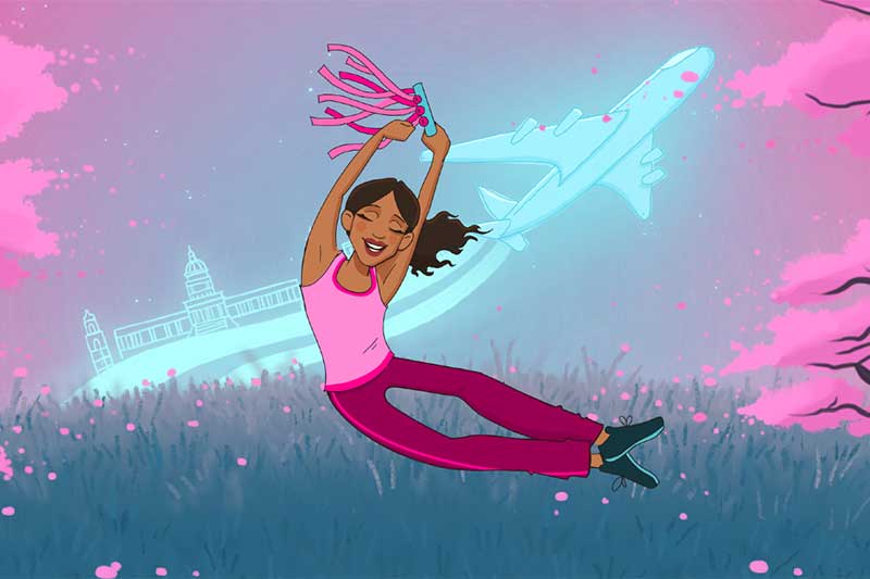 illustration of a girl leaping